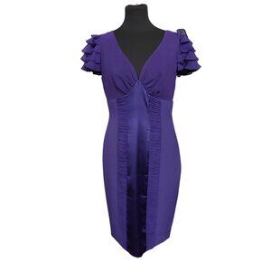 KAREN MILLEN Purple Silk Bodycon Dress UK 8 US 4 Wedding Party Cocktail